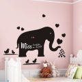 Personalizado lindo elefante pegatinas de pared calcomanía dormitorio vinilo pizarra de papel